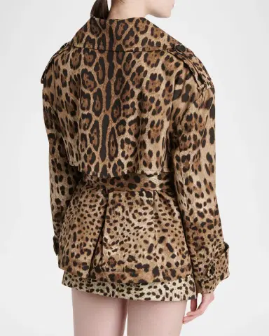 Dolce & Gabbana Leopard-Print Belted Short Sports Trench Coat | Thumbnail 3 Dolce & Gabbana Leopard-Print Belted Short Sports Trench Coat | Thumbnail 3