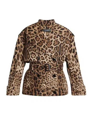 Dolce & Gabbana Leopard-Print Belted Short Sports Trench Coat | Thumbnail 1 Dolce & Gabbana Leopard-Print Belted Short Sports Trench Coat | Thumbnail 1