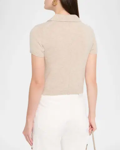 Simkhai Twila Short-Sleeve Cashmere Polo Sweater | Thumbnail 3 Simkhai Twila Short-Sleeve Cashmere Polo Sweater | Thumbnail 3
