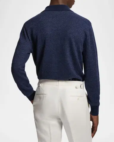 Ralph Lauren Purple Label Men's Linen-Cashmere Polo Sweater | Thumbnail 3