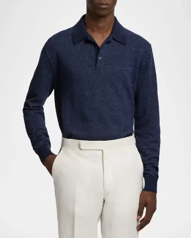 Ralph Lauren Purple Label Men's Linen-Cashmere Polo Sweater | Thumbnail 4