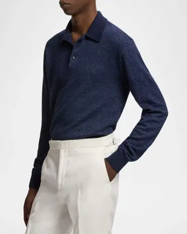 Ralph Lauren Purple Label Men's Linen-Cashmere Polo Sweater | Thumbnail 6