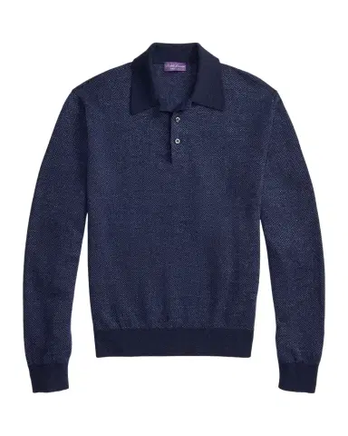 Ralph Lauren Purple Label Men's Linen-Cashmere Polo Sweater | Thumbnail 1