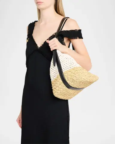TOTEME Medium Two-Tone Raffia Shoulder Bag | Thumbnail 2 TOTEME Medium Two-Tone Raffia Shoulder Bag | Thumbnail 2