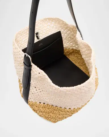 TOTEME Medium Two-Tone Raffia Shoulder Bag | Thumbnail 4 TOTEME Medium Two-Tone Raffia Shoulder Bag | Thumbnail 4