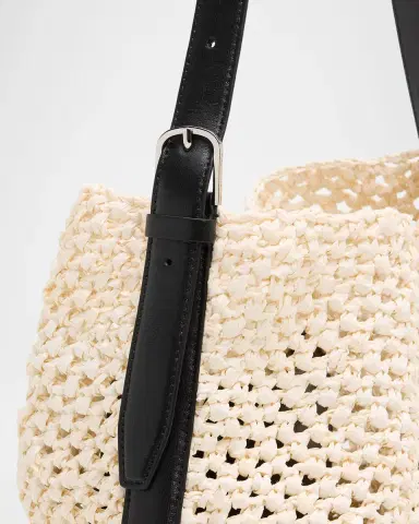 TOTEME Medium Two-Tone Raffia Shoulder Bag | Thumbnail 5 TOTEME Medium Two-Tone Raffia Shoulder Bag | Thumbnail 5