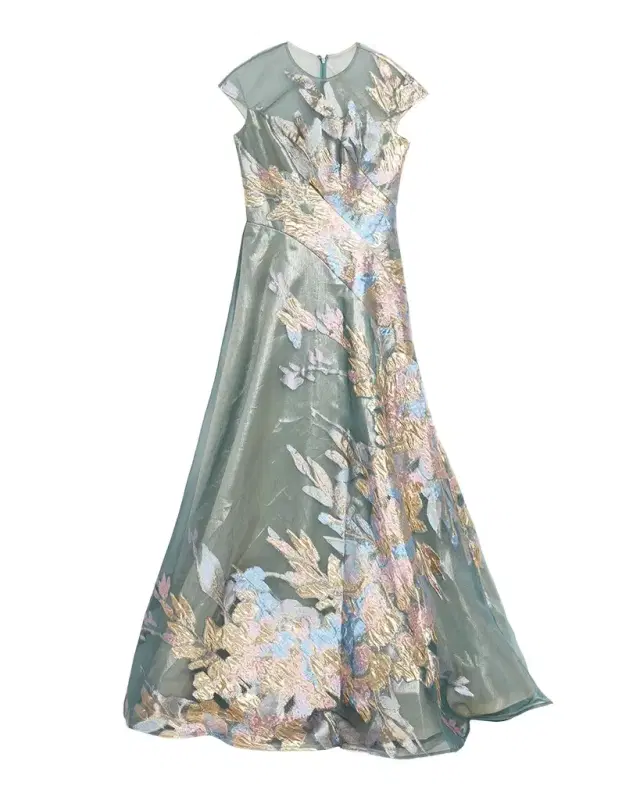 Rene Ruiz Collection Illusion Tulle & Fil Coupe Draped Gown