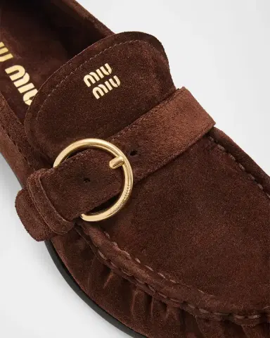 Miu Miu 45mm Suede Buckle Loafers | Thumbnail 5 Miu Miu 45mm Suede Buckle Loafers | Thumbnail 5