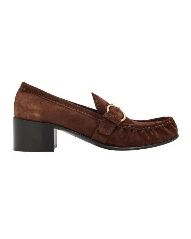Miu Miu 45mm Suede Buckle Loafers
