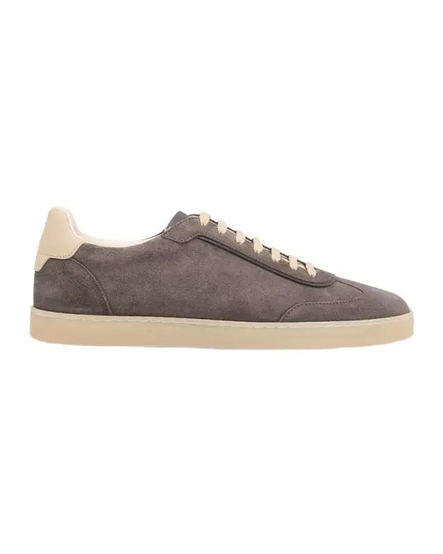Brunello Cucinelli Men's Suede T-Toe Low-Top Sneakers