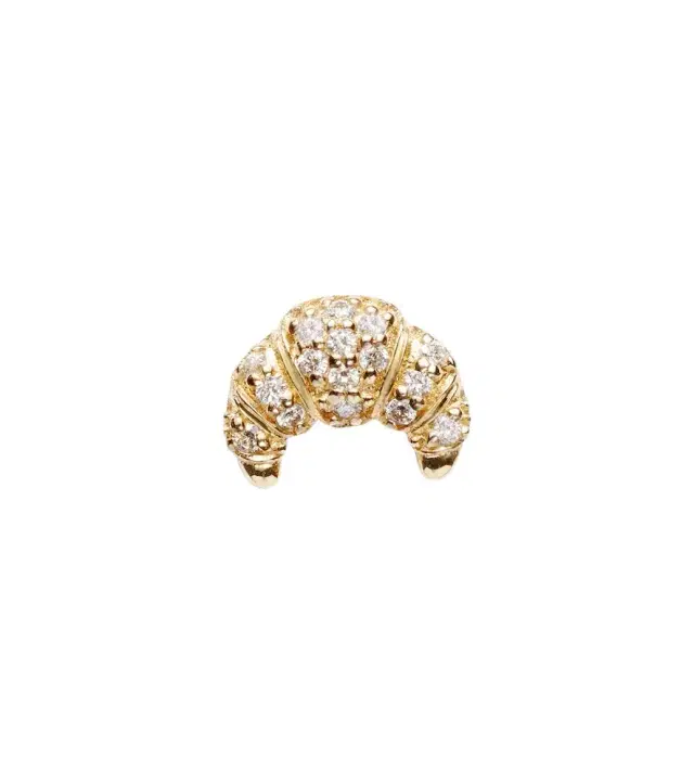 Sydney Evan Croissant Small 14kt gold single stud earring with diamonds