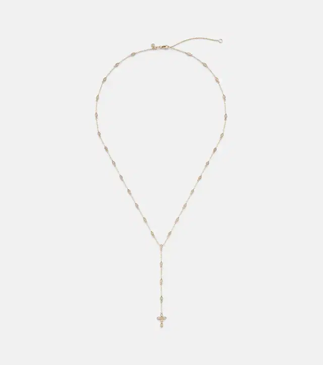 Sydney Evan Cross 14kt gold pendant necklace with diamonds