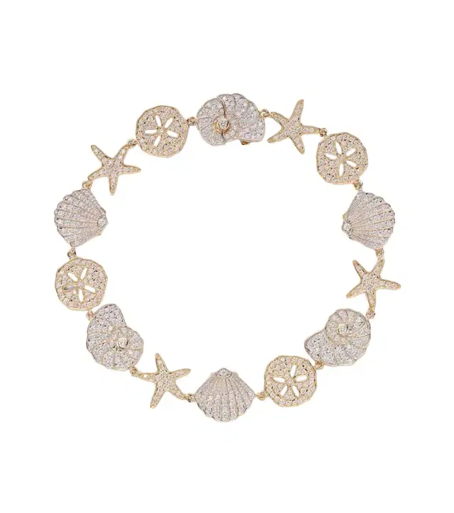 Sea Life 14kt gold bracelet with diamonds