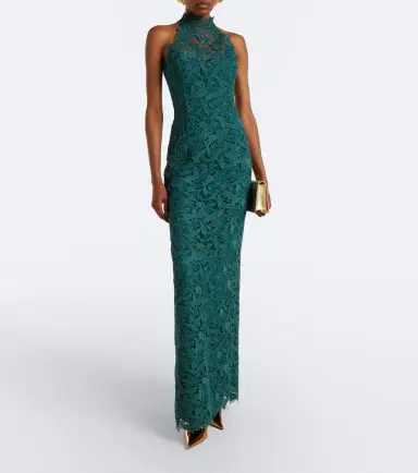 MONIQUE LHUILLIER Halterneck lace gown | Thumbnail 4
