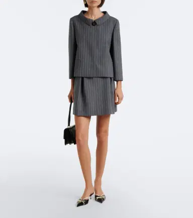 Valentino Pinstripe virgin wool miniskirt | Thumbnail 2