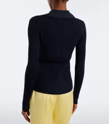 Jil Sander Cutout ribbed-knit wool polo sweater | Thumbnail 2 Jil Sander Cutout ribbed-knit wool polo sweater | Thumbnail 2
