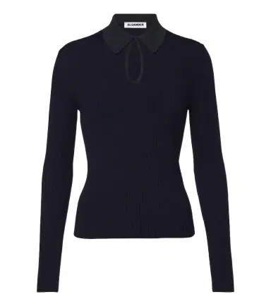Jil Sander Cutout ribbed-knit wool polo sweater | Thumbnail 1 Jil Sander Cutout ribbed-knit wool polo sweater | Thumbnail 1