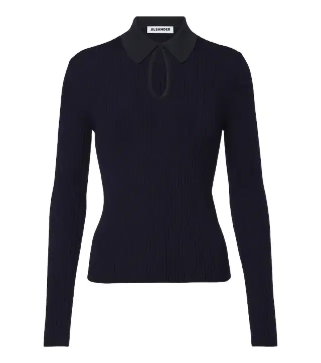 Jil Sander Cutout ribbed-knit wool polo sweater