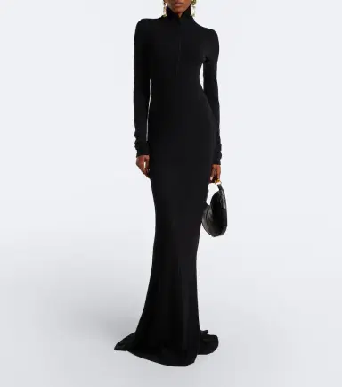 Mugler Turtleneck wool-blend jersey maxi dress | Thumbnail 2 Mugler Turtleneck wool-blend jersey maxi dress | Thumbnail 2