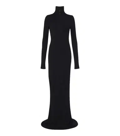 Mugler Turtleneck wool-blend jersey maxi dress | Thumbnail 1 Mugler Turtleneck wool-blend jersey maxi dress | Thumbnail 1