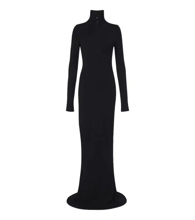 Mugler Turtleneck wool-blend jersey maxi dress