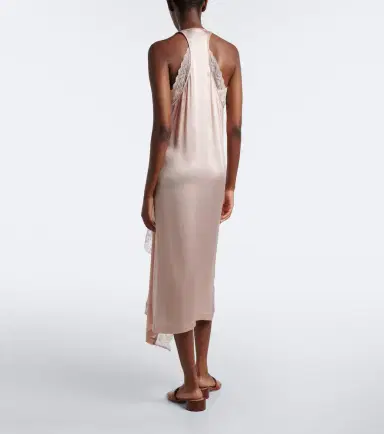 Maison Margiela Gathered lace-trimmed satin slip dress | Thumbnail 3