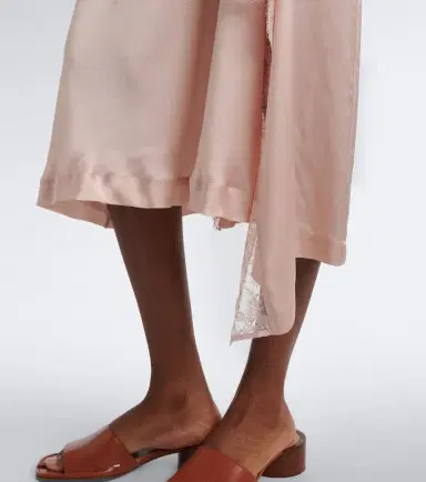 Maison Margiela Gathered lace-trimmed satin slip dress | Thumbnail 6