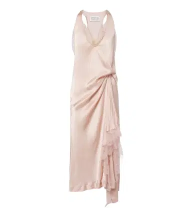 Maison Margiela Gathered lace-trimmed satin slip dress | Thumbnail 1