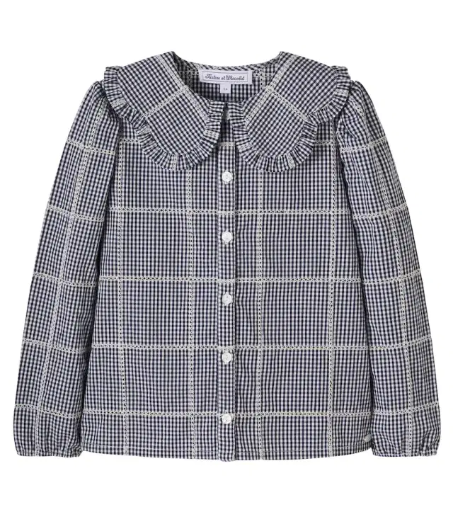 Tartine et Chocolat Checked lace-trimmed cotton jacket