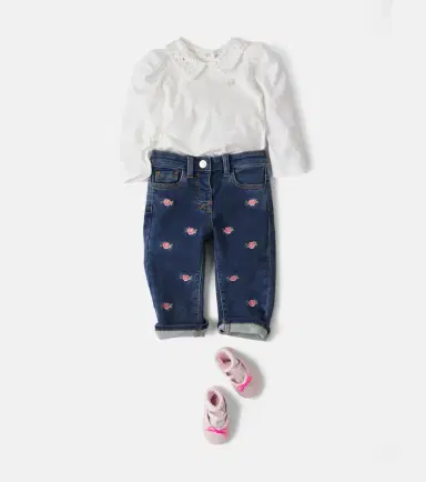 Monnalisa Floral embroidered jeans | Thumbnail 4