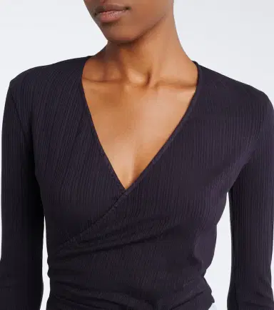 NORBA Ribbed-knit wrap top | Thumbnail 4