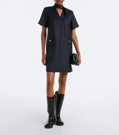 Moncler Tie-neck virgin wool minidress | Thumbnail 2 Moncler Tie-neck virgin wool minidress | Thumbnail 2