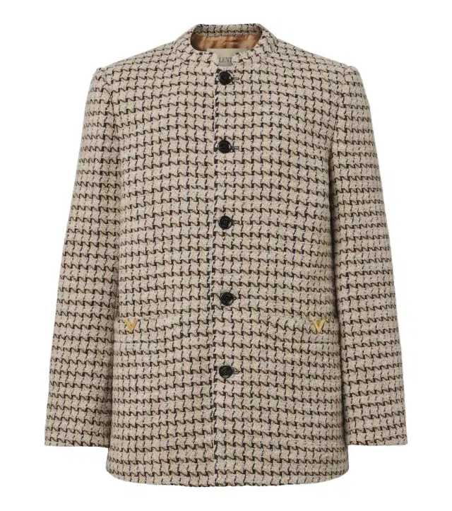 Valentino Houndstooth wool and silk-blend bouclé blazer