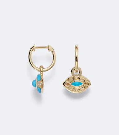 SHAY JEWELRY Riviera Petite 18kt gold huggie earrings with turquoises and diamonds | Thumbnail 2 SHAY JEWELRY Riviera Petite 18kt gold huggie earrings with turquoises and diamonds | Thumbnail 2