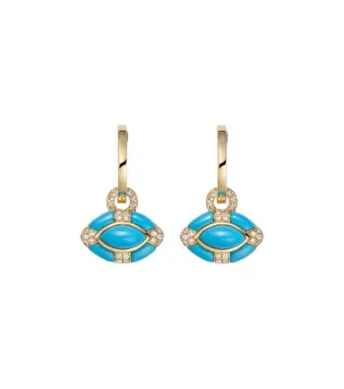 SHAY JEWELRY Riviera Petite 18kt gold huggie earrings with turquoises and diamonds | Thumbnail 1 SHAY JEWELRY Riviera Petite 18kt gold huggie earrings with turquoises and diamonds | Thumbnail 1