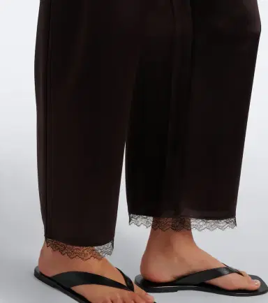 LESET Barb lace-trimmed satin wide-leg pants | Thumbnail 2 LESET Barb lace-trimmed satin wide-leg pants | Thumbnail 2