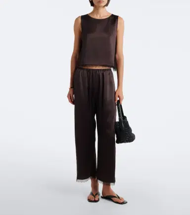 LESET Barb lace-trimmed satin wide-leg pants | Thumbnail 5 LESET Barb lace-trimmed satin wide-leg pants | Thumbnail 5