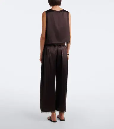 LESET Barb lace-trimmed satin wide-leg pants | Thumbnail 6 LESET Barb lace-trimmed satin wide-leg pants | Thumbnail 6