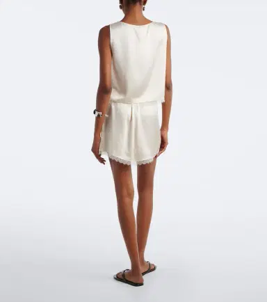 LESET Barb lace-trimmed satin miniskirt | Thumbnail 2