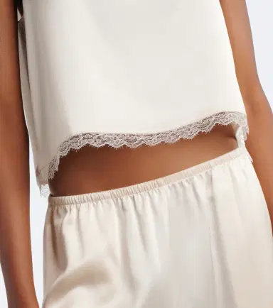 LESET Barb lace-trimmed satin crop top | Thumbnail 4