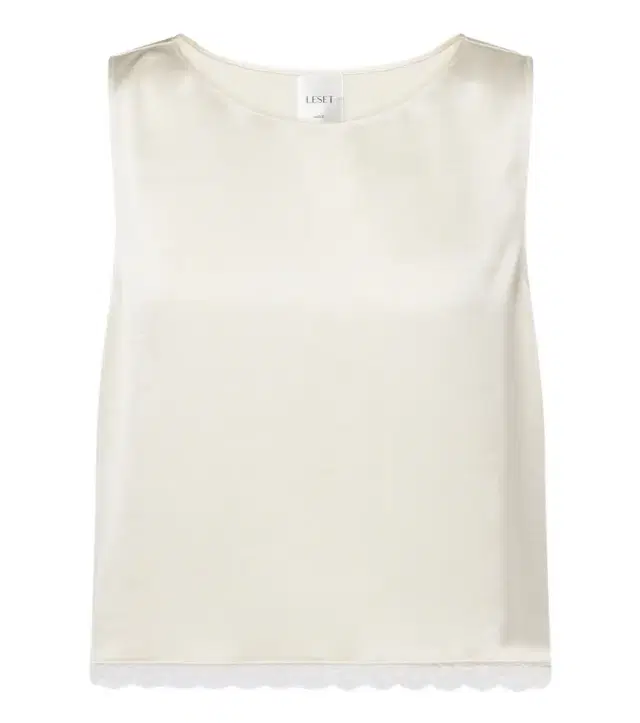 Leset Barb lace-trimmed satin crop top