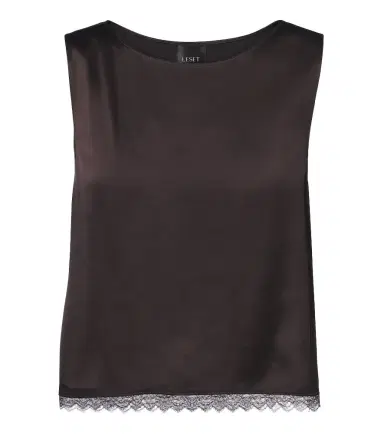 LESET Barb lace-trimmed satin crop top | Thumbnail 1