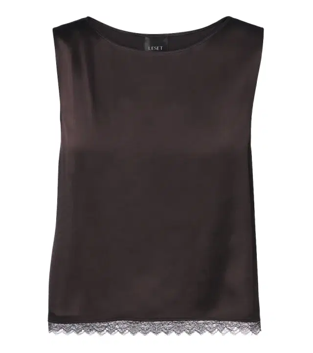 Leset Barb lace-trimmed satin crop top