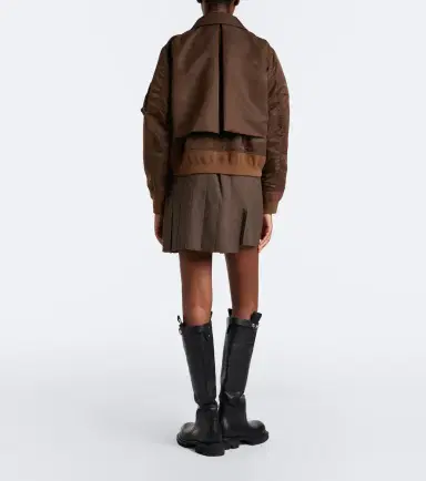 Sacai Pleated asymmetric wool skort | Thumbnail 2