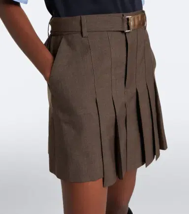 Sacai Pleated asymmetric wool skort | Thumbnail 4