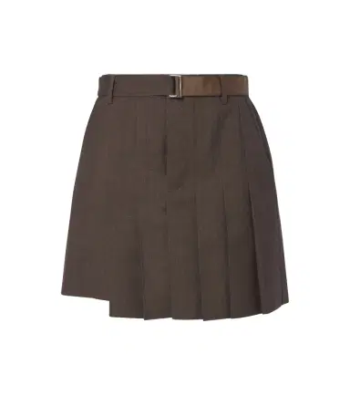 Sacai Pleated asymmetric wool skort | Thumbnail 1