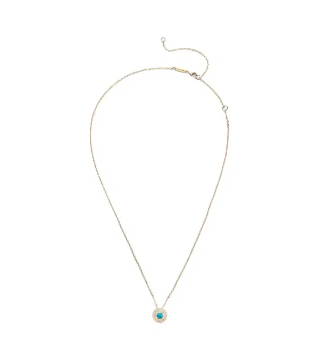 Suzanne Kalan Evil Eye 18kt gold pendant necklace with diamonds and turquoise