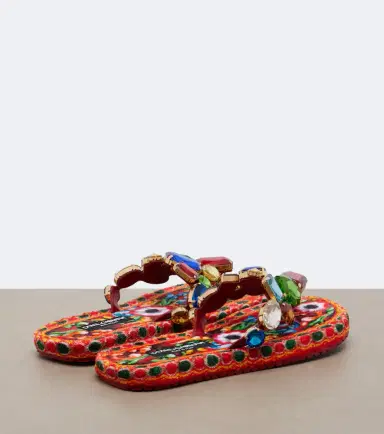 Dolce & Gabbana Embellished leather thong sandals | Thumbnail 2
