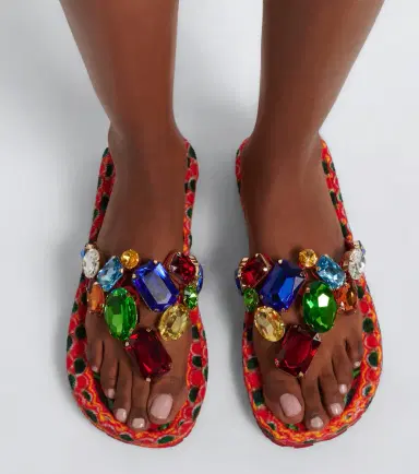 Dolce & Gabbana Embellished leather thong sandals | Thumbnail 6