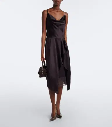 Acne Studios Lace-trimmed satin slip dress | Thumbnail 3 Acne Studios Lace-trimmed satin slip dress | Thumbnail 3